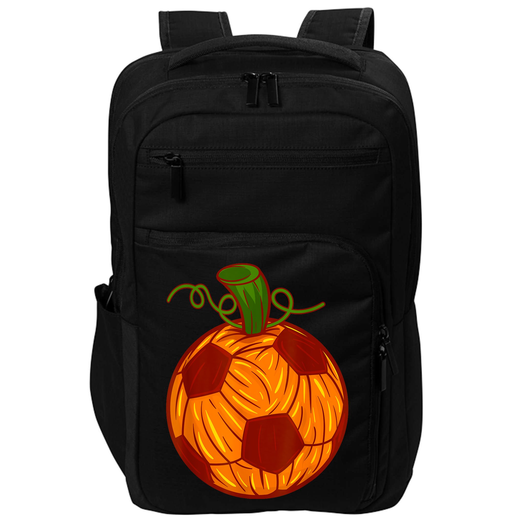 Funny Pumpkin Soccer Ball Halloween Impact Tech Backpack