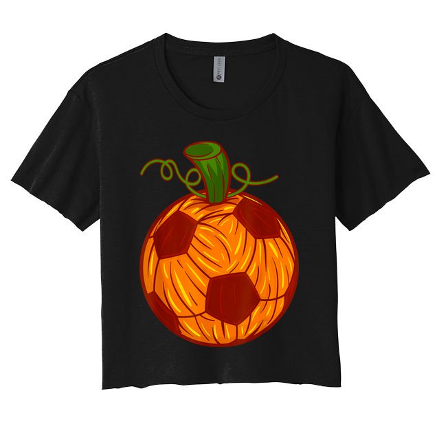 Funny Pumpkin Soccer Ball Halloween Crop Top