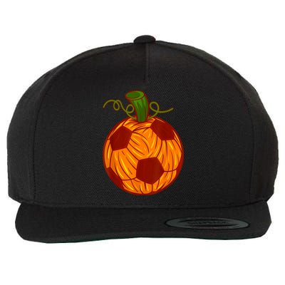 Funny Pumpkin Soccer Ball Halloween Wool Snapback Cap