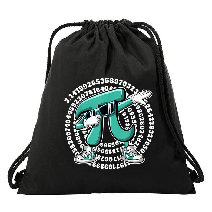 Funny Pi Symbol Dabbing Math Teacher Pi Day Drawstring Bag
