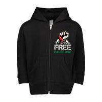 Free Palestine Save Gaza Strip Palestine Flag Toddler Zip Fleece Hoodie