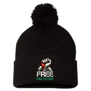 Free Palestine Save Gaza Strip Palestine Flag Pom Pom 12in Knit Beanie