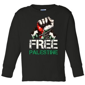 Free Palestine Save Gaza Strip Palestine Flag Toddler Long Sleeve Shirt