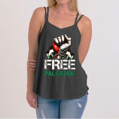 Free Palestine Save Gaza Strip Palestine Flag Women's Strappy Tank