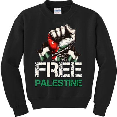 Free Palestine Save Gaza Strip Palestine Flag Kids Sweatshirt