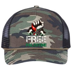 Free Palestine Save Gaza Strip Palestine Flag Retro Rope Trucker Hat Cap