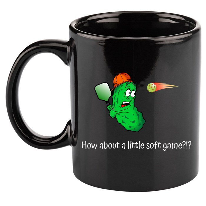 Fun Pickleball, Soft Game, Scared Pickle 11oz C Handle Ceramic Mug