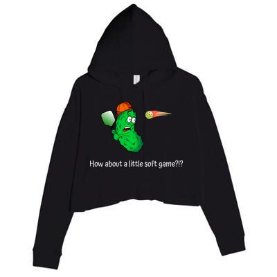 Fun Pickleball, Soft Game, Scared Pickle Crop Fleece Hoodie