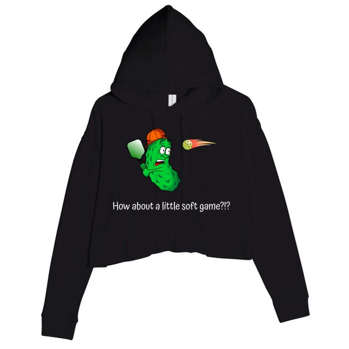 Fun Pickleball, Soft Game, Scared Pickle Crop Fleece Hoodie