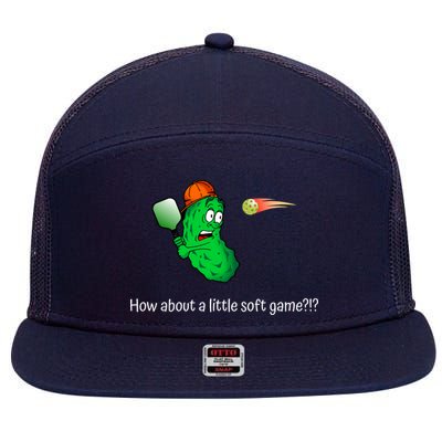Fun Pickleball, Soft Game, Scared Pickle 7 Panel Mesh Trucker Snapback Hat