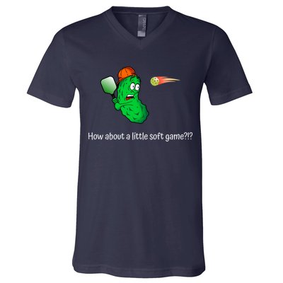 Fun Pickleball, Soft Game, Scared Pickle V-Neck T-Shirt