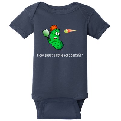 Fun Pickleball, Soft Game, Scared Pickle Baby Bodysuit