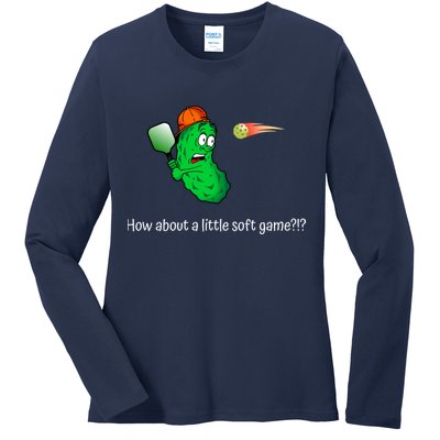 Fun Pickleball, Soft Game, Scared Pickle Ladies Long Sleeve Shirt