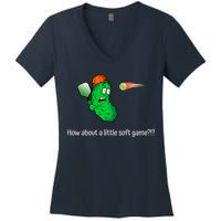 Fun Pickleball, Soft Game, Scared Pickle Women's V-Neck T-Shirt