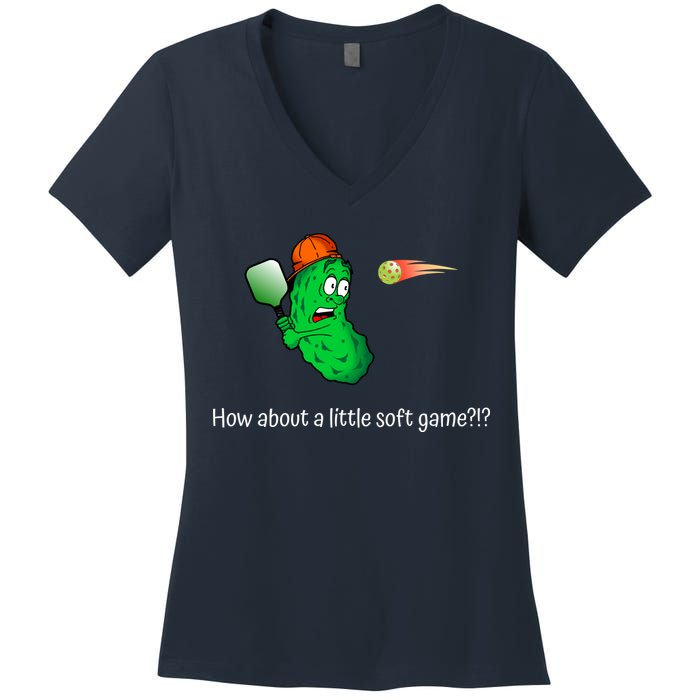 Fun Pickleball, Soft Game, Scared Pickle Women's V-Neck T-Shirt