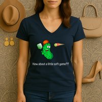 Fun Pickleball, Soft Game, Scared Pickle Women's V-Neck T-Shirt