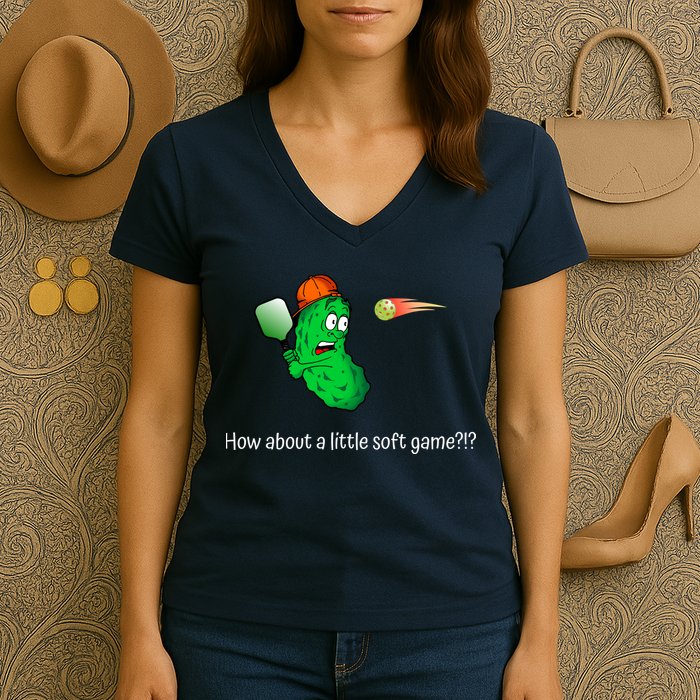 Fun Pickleball, Soft Game, Scared Pickle Women's V-Neck T-Shirt