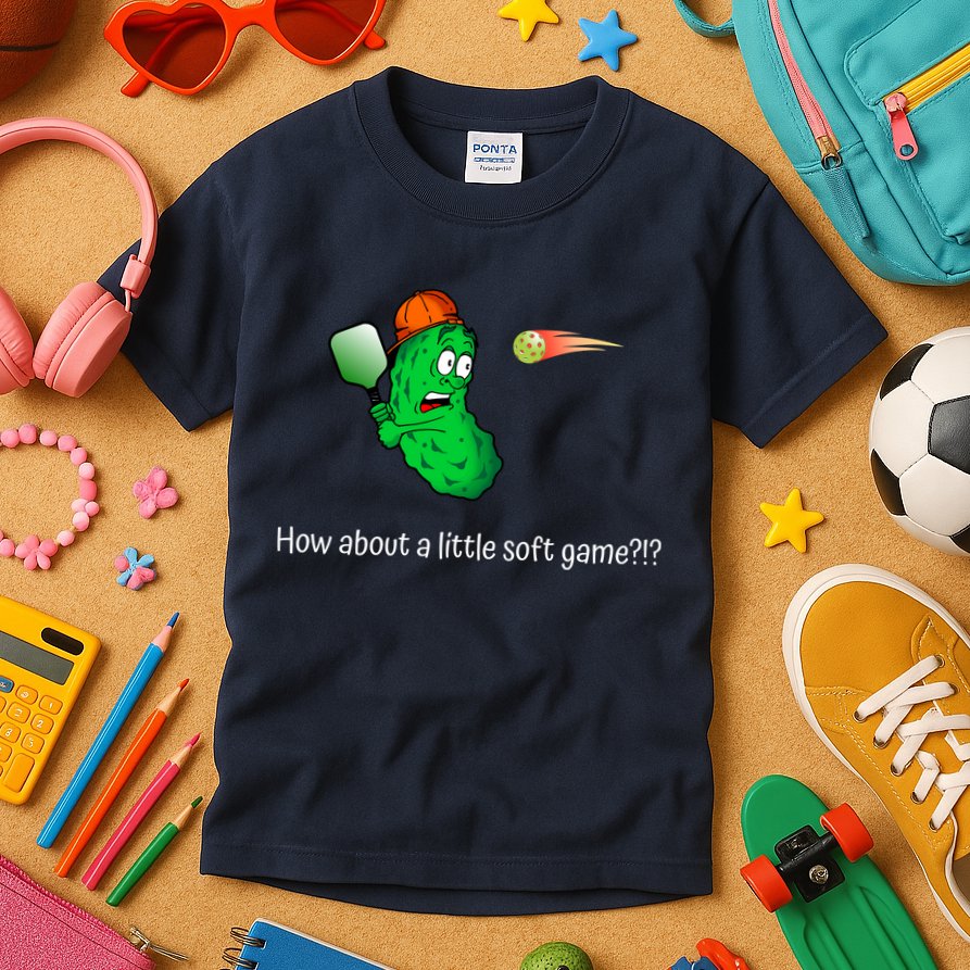Fun Pickleball, Soft Game, Scared Pickle Kids T-Shirt