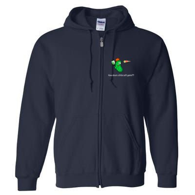 Fun Pickleball, Soft Game, Scared Pickle Full Zip Hoodie