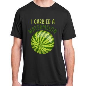 Funny Pregnant Summer Mom I Carried a Watermelon Adult ChromaSoft Performance T-Shirt