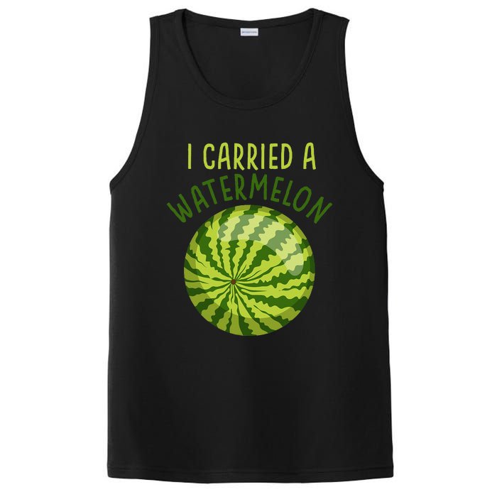 Funny Pregnant Summer Mom I Carried a Watermelon PosiCharge Competitor Tank