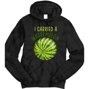 Funny Pregnant Summer Mom I Carried a Watermelon Tie Dye Hoodie