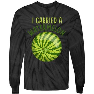 Funny Pregnant Summer Mom I Carried a Watermelon Tie-Dye Long Sleeve Shirt