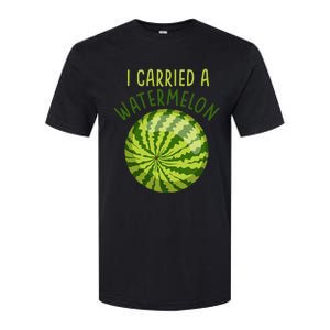 Funny Pregnant Summer Mom I Carried a Watermelon Softstyle CVC T-Shirt