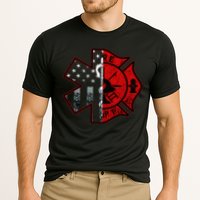 Firefighter Paramedic Symbol American Flag Fireman Fire Cooling Performance Crew T-Shirt