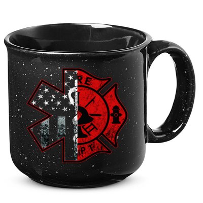 Firefighter Paramedic Symbol American Flag Fireman Fire 15oz Campfire Ceramic Mug