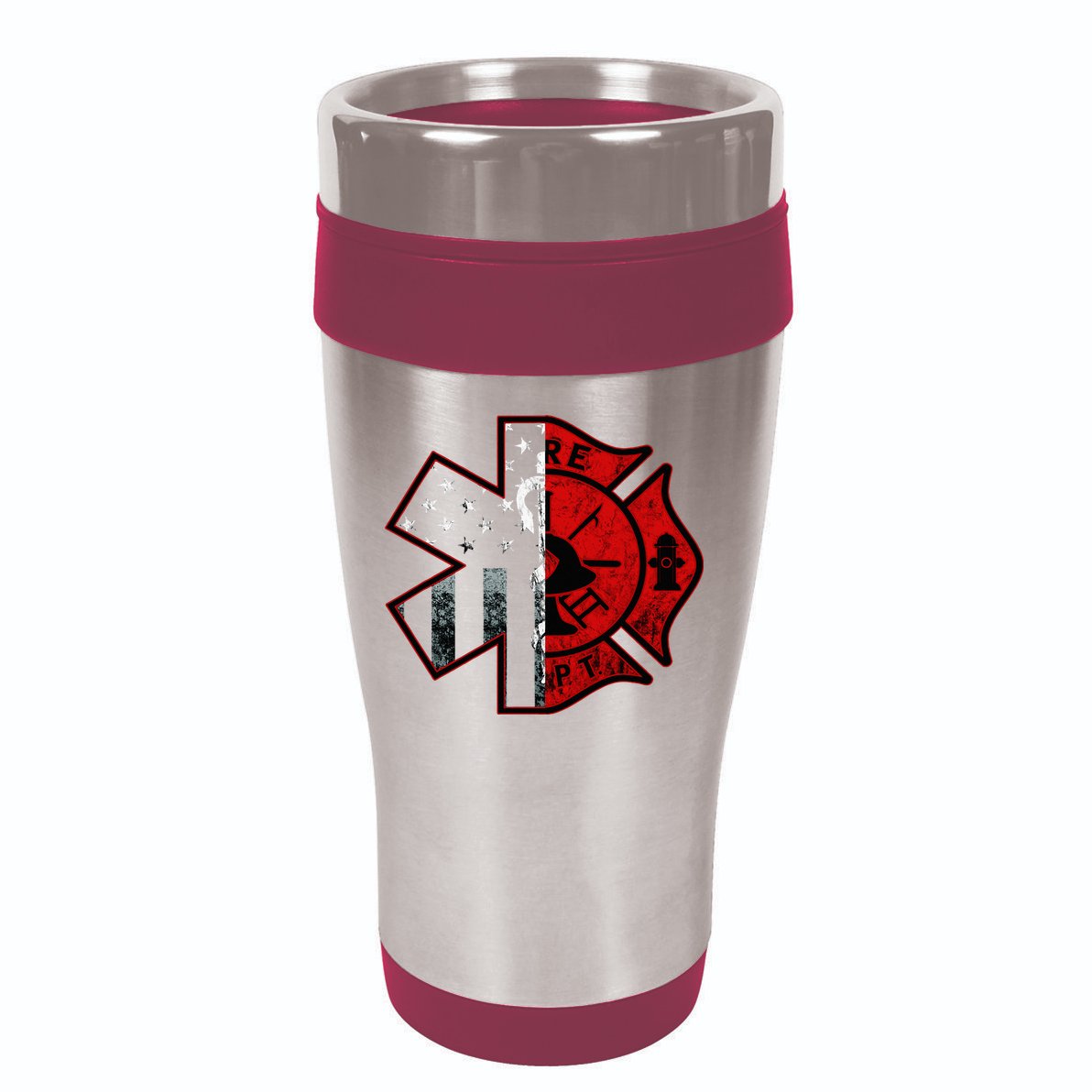 Firefighter Paramedic Symbol American Flag Fireman Fire 16oz Travel Tumbler