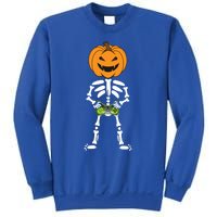 Funny Pumpkin Skeleton Video Game Player Halloween Costumes Gift Sweatshirt