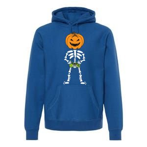 Funny Pumpkin Skeleton Video Game Player Halloween Costumes Gift Premium Hoodie