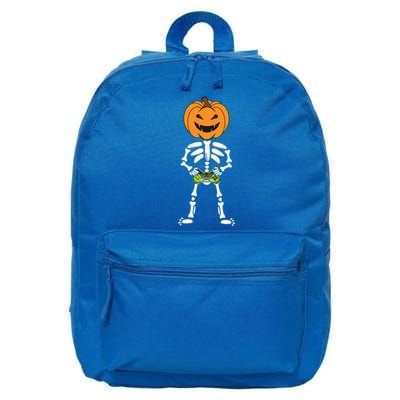 Funny Pumpkin Skeleton Video Game Player Halloween Costumes Gift 16 in Basic Backpack