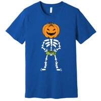 Funny Pumpkin Skeleton Video Game Player Halloween Costumes Gift Premium T-Shirt