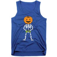 Funny Pumpkin Skeleton Video Game Player Halloween Costumes Gift Tank Top