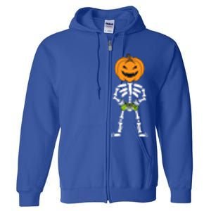 Funny Pumpkin Skeleton Video Game Player Halloween Costumes Gift Full Zip Hoodie