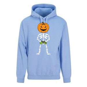 Funny Pumpkin Skeleton Video Game Player Halloween Costumes Gift Unisex Surf Hoodie