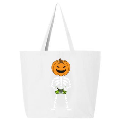 Funny Pumpkin Skeleton Video Game Player Halloween Costumes Gift 25L Jumbo Tote