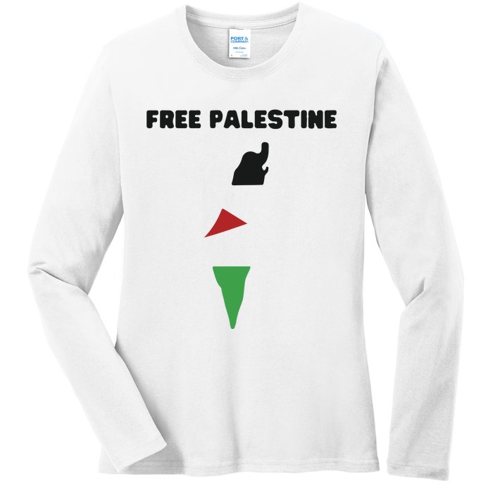 Free Palestine Save Palestine Stand With Palestine Ladies Long Sleeve Shirt