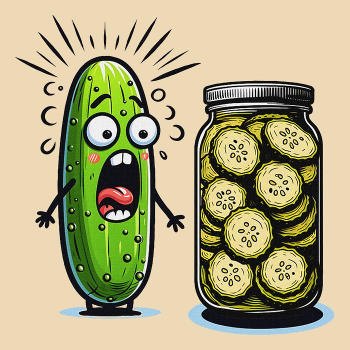 Funny Pickle Surprise A Cucumber And A Jar Of Sliced Pickles Drawstring Bag