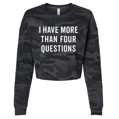 Funny Passover Seder I Have More Than Four Questions Cropped Pullover Crew