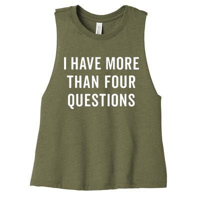 Funny Passover Seder I Have More Than Four Questions Women's Racerback Cropped Tank