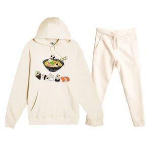 Funny Pug Sushi Ra Bowl Cute Japanese Kawaii Dog Lovers Premium Hooded Sweatsuit Set