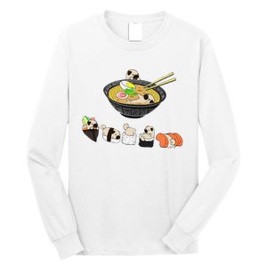 Funny Pug Sushi Ra Bowl Cute Japanese Kawaii Dog Lovers Long Sleeve Shirt