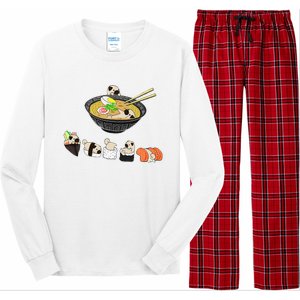 Funny Pug Sushi Ra Bowl Cute Japanese Kawaii Dog Lovers Long Sleeve Pajama Set