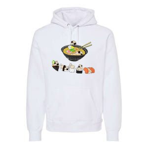 Funny Pug Sushi Ra Bowl Cute Japanese Kawaii Dog Lovers Premium Hoodie