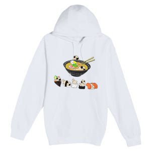 Funny Pug Sushi Ra Bowl Cute Japanese Kawaii Dog Lovers Premium Pullover Hoodie