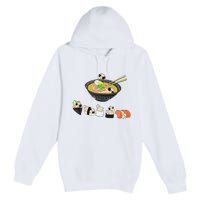 Funny Pug Sushi Ra Bowl Cute Japanese Kawaii Dog Lovers Premium Pullover Hoodie