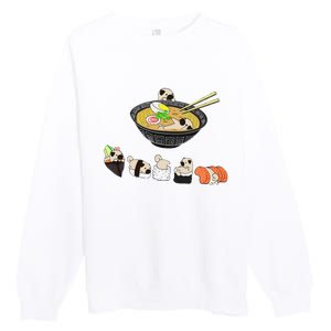 Funny Pug Sushi Ra Bowl Cute Japanese Kawaii Dog Lovers Premium Crewneck Sweatshirt